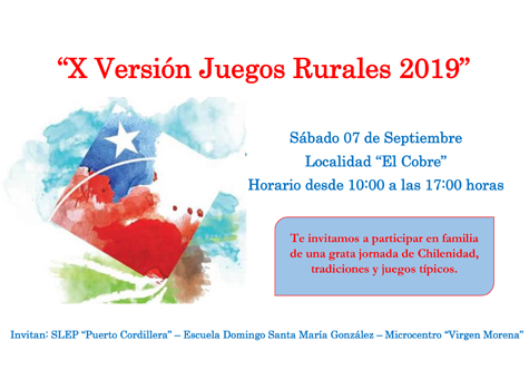 Escuelas del Microcentro Virgen Morena celebrarán los X Juegos Rurales “El Cobre 2019”