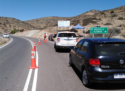 En el acceso norte de Andacollo comenzó la sanitización de todos los vehículos que llegan a la comuna