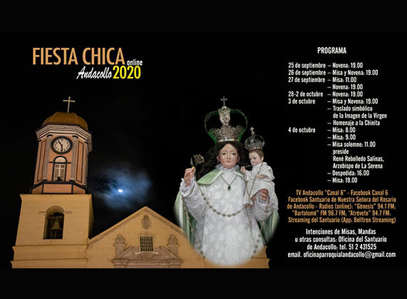 Santuario de Andacollo da a conocer programación de la Fiesta Chica 2020 que se desarrollará de manera online