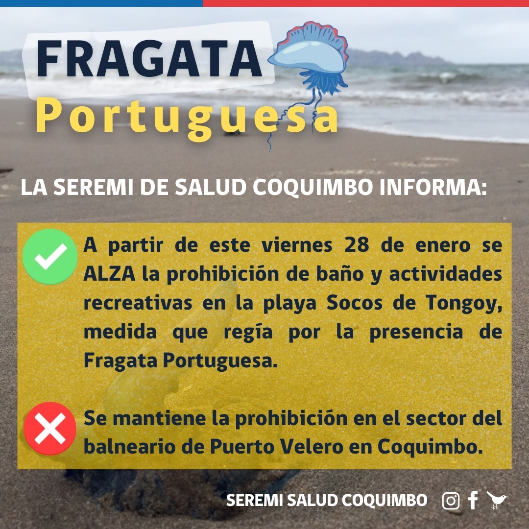 Levantan prohibición de baño en sector Socos de Tongoy