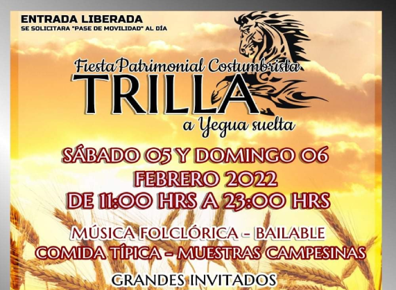 “Trilla a yegua Suelta” se realizará en febrero con medidas de resguardo