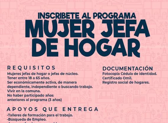 Oficina de la Mujer inicia postulaciones para el Programa Mujeres Jefas de Hogar