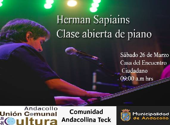 El pianista andacollino Herman Sapiains se presentará este sábado en la Casa del Encuentro Ciudadano
