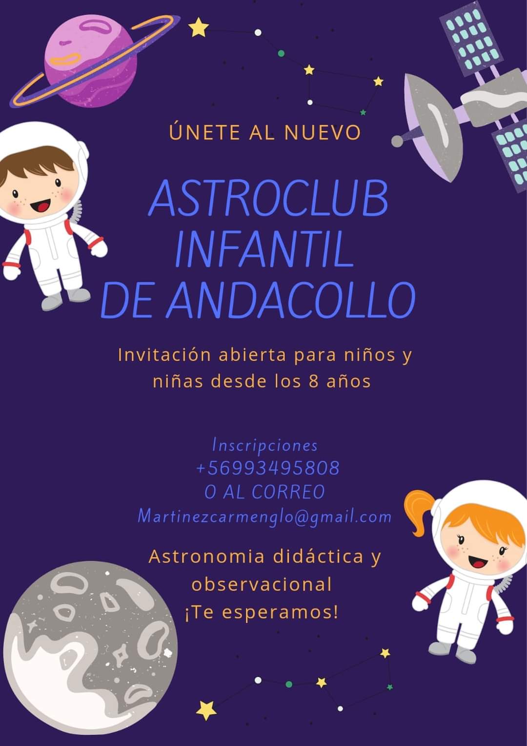 Invitan a participar de Astroclub infantil durante el verano