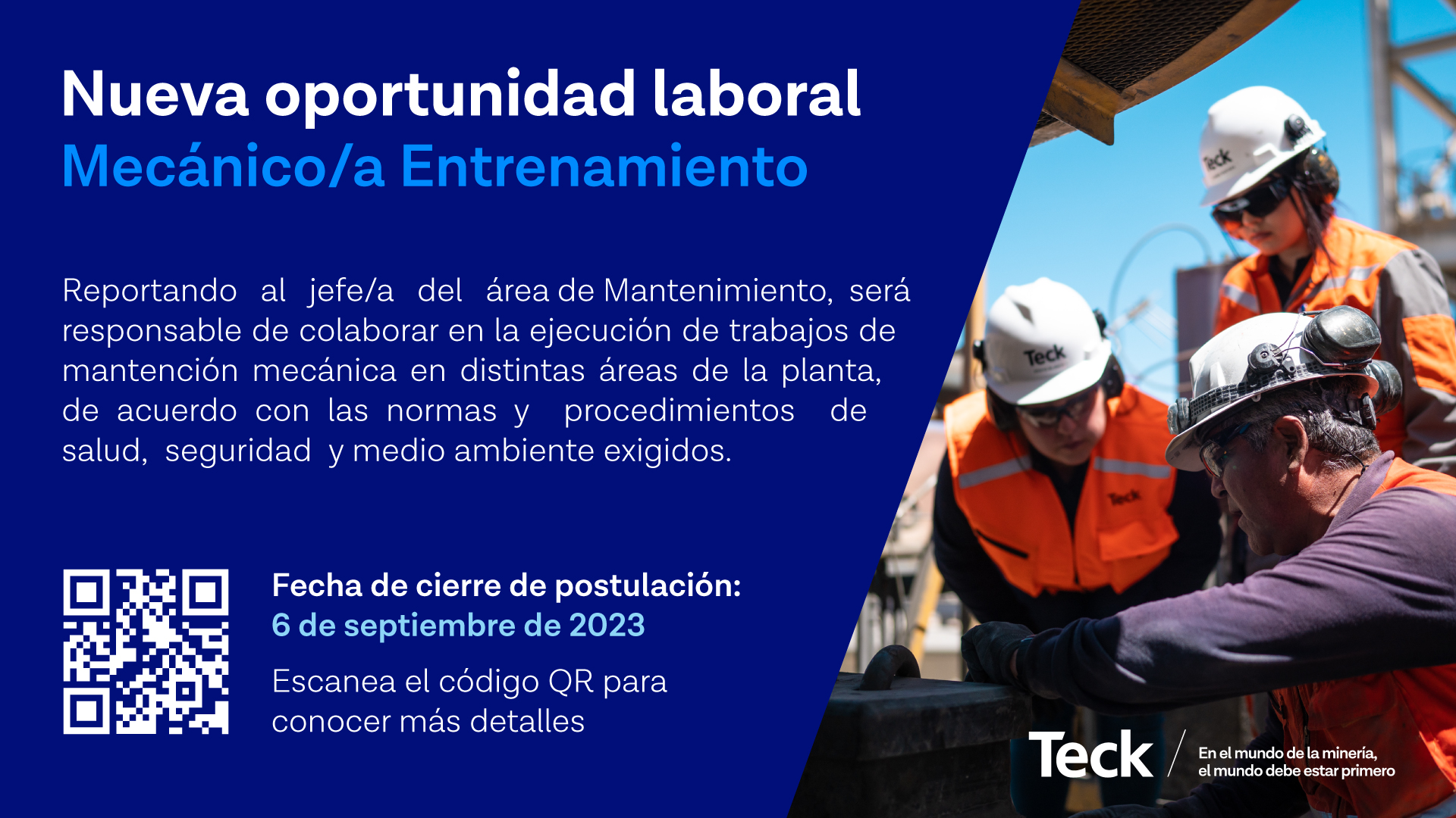 Postulaciones al programa Mecánico/a Entrenamiento de Teck CDA 2023