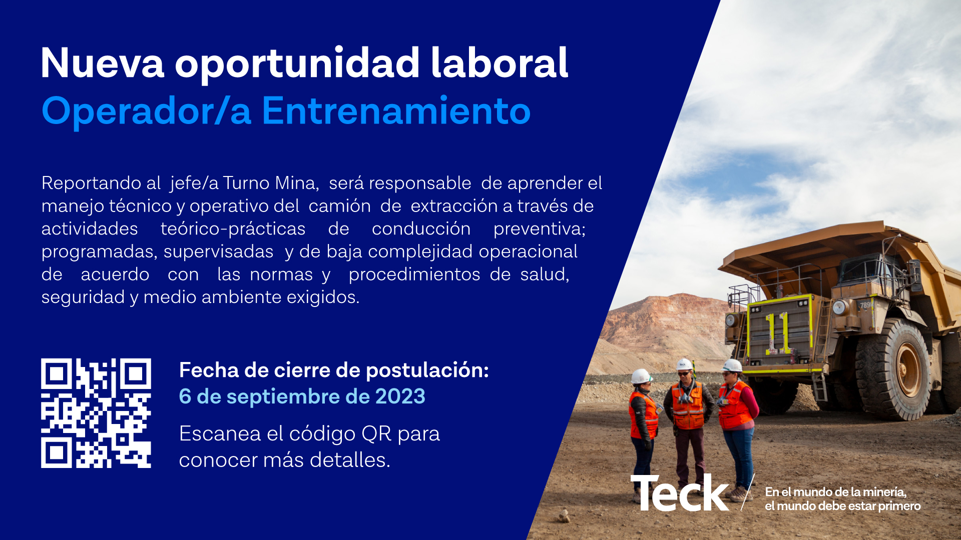 Postulaciones al programa Operador/a Entrenamiento de Teck CDA 2023