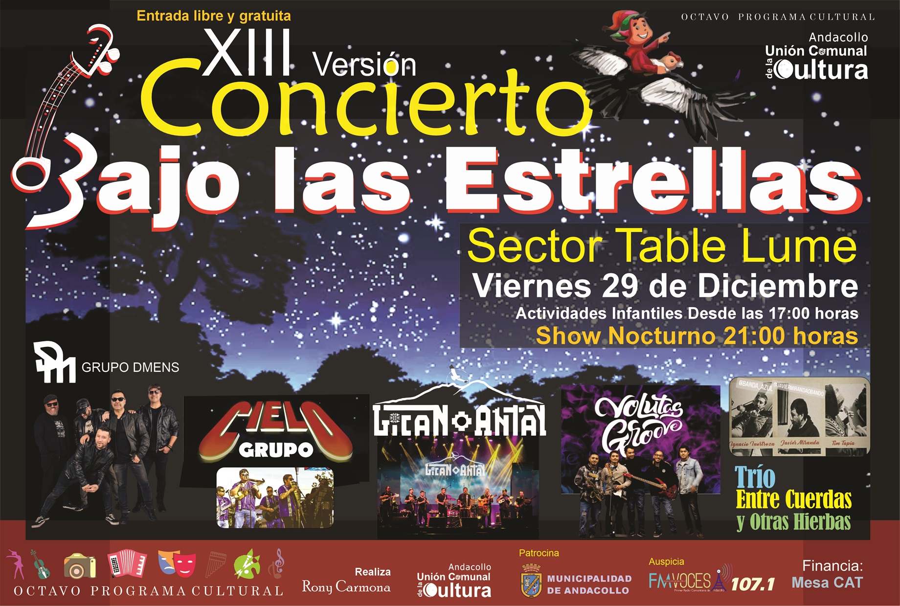 XIII Concierto Bajo Las Estrellas, se realizará el 29 de diciembre en Table Lume