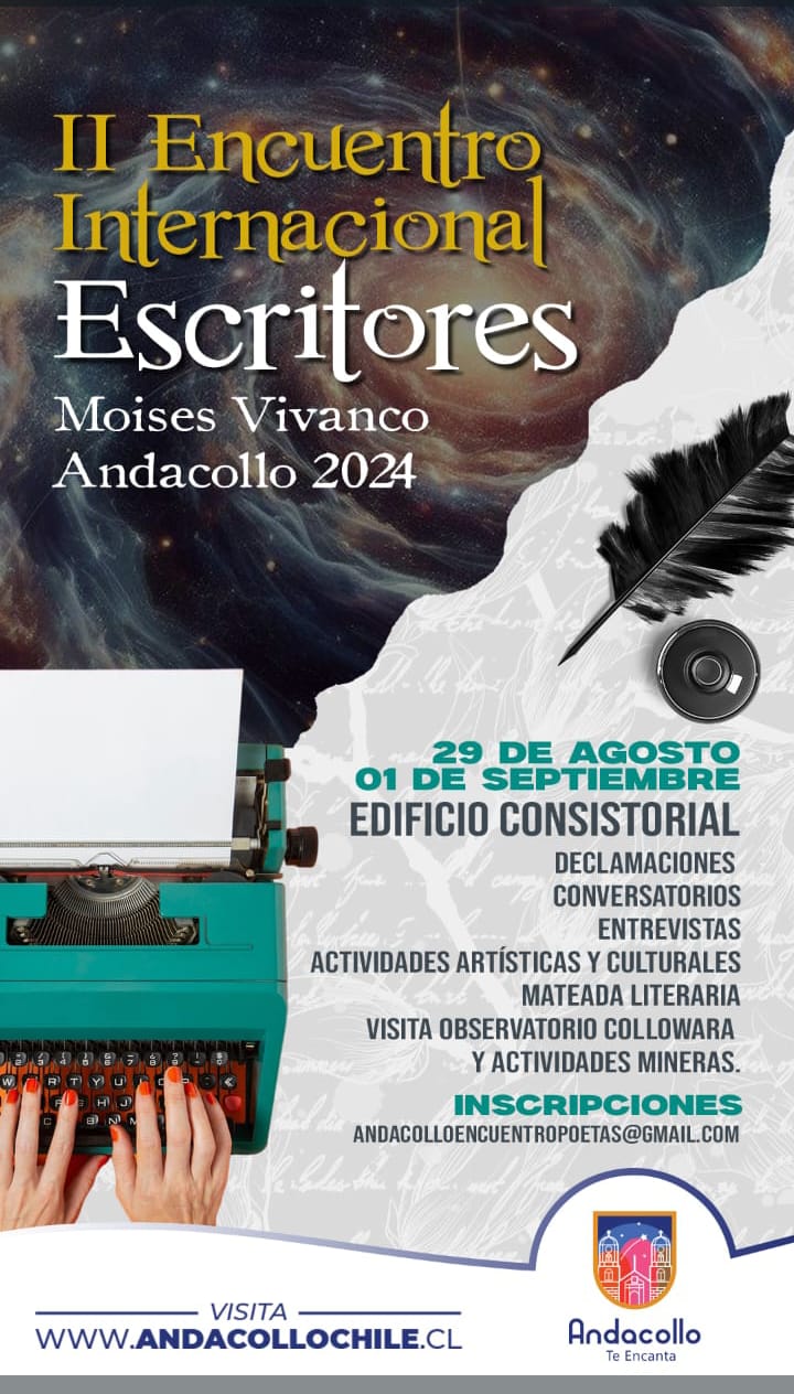 Invitan a la comunidad a participar en “II Encuentro de Escritores internacional, Moisés Vivanco, Andacollo 2024”